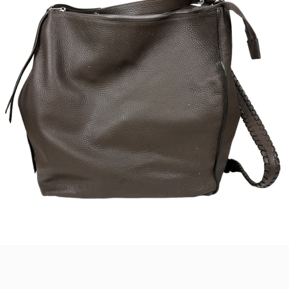 ALL SAINTS Kita Gray Brown Cow Leather Zip Backpack With Zippered Pouch ALL SAINTS Kita Gray Brown Cow Leather Zip Backpack With Zippered Pouch